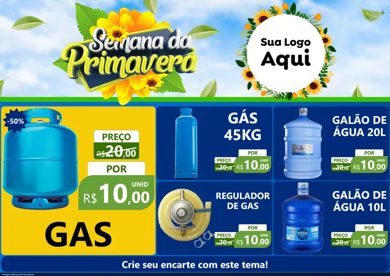 Modelo de Encarte para Encarte A4 Horizontal com o tema Semana da Primavera para Água e gás
