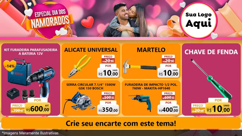 Modelo de TV para TV Horizontal com o tema Especial Dia dos Namorados para Maquinas e Ferramentas
