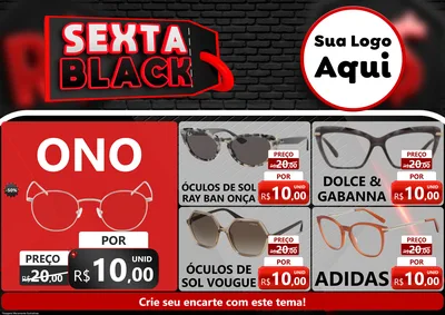 Modelo de Encarte para Encarte A4 Horizontal com o tema Sexta Black para Óticas