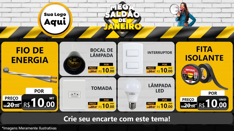 Modelo de TV para TV Horizontal com o tema Mega Saldão de Janeiro para Materiais Elétricos
