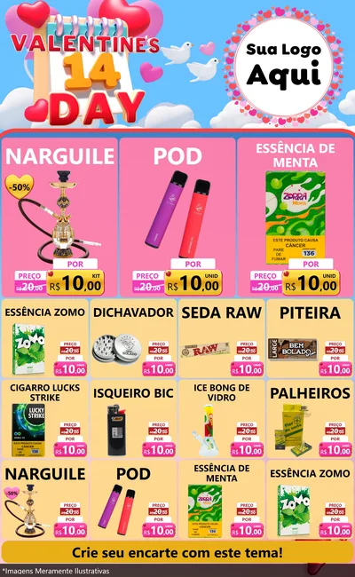 Modelo de Encarte para Encarte Grande com o tema Valentine's Day para Tabacaria