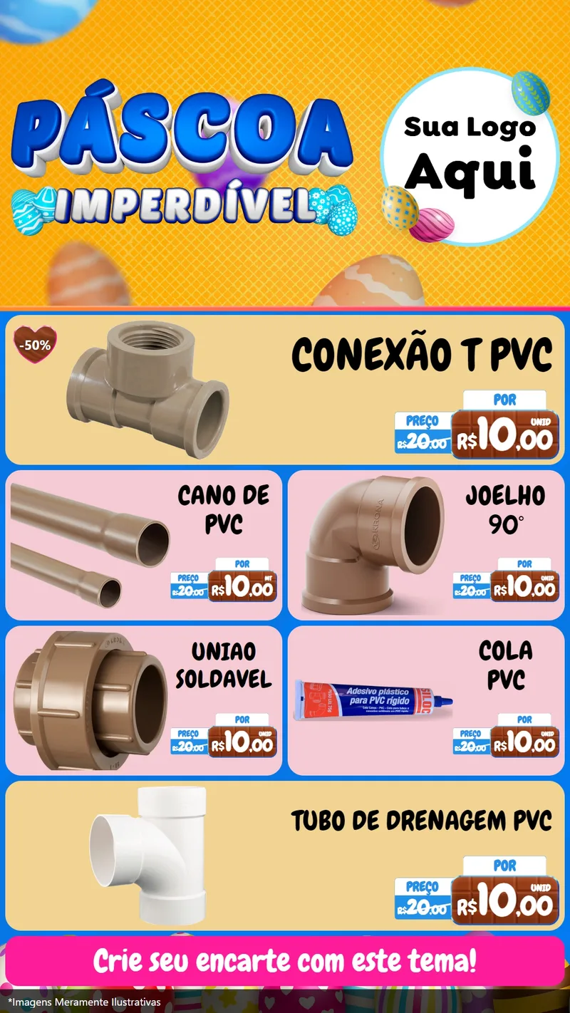 Modelo de TV para TV Vertical com o tema Páscoa Imperdível para Tubos e conexões