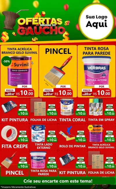 Modelo de Encarte para Encarte Grande com o tema Ofertas Semana Do Gaúcho para Tintas e Ferramentas