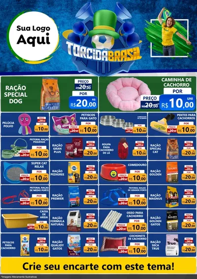 Modelo de Encarte para Encarte A4 Vertical com o tema Torcida Brasil - Copa para Pet Shop