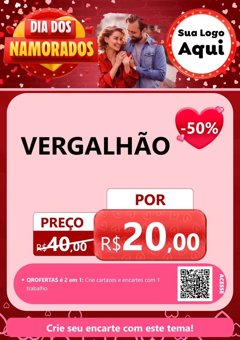 Modelo de Cartaz para Cartaz A4 Vertical com o tema Dia Dos Namorados para Ferragens