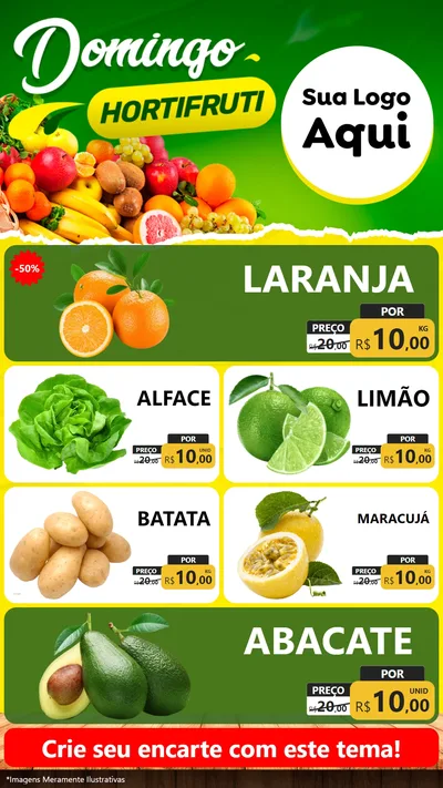 Modelo de TV para TV Vertical com o tema Domingo hortifruti para Hortifrúti