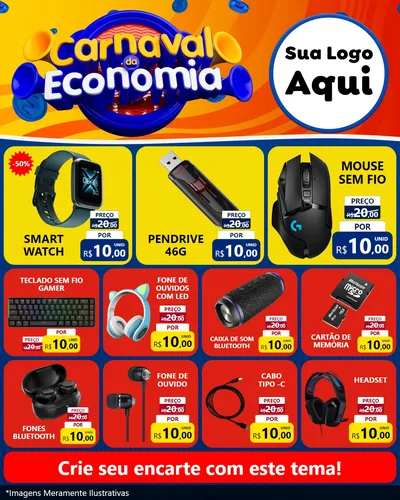 Modelo de Rede Social para Feed Instagram com o tema Carnaval da Economia para Informática