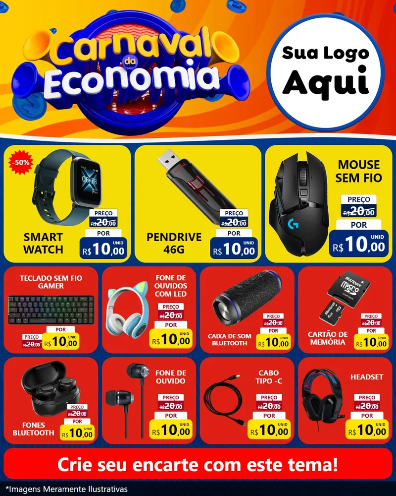 Modelo de Rede Social para Feed Instagram com o tema Carnaval da Economia para Informática