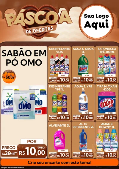 Modelo de Encarte para Encarte A4 Vertical com o tema Páscoa de Ofertas para Produtos de Limpeza
