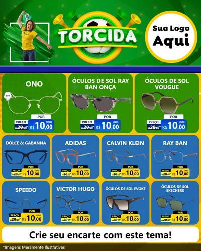 Modelo de Rede Social para Feed Instagram com o tema Torcida para Óticas