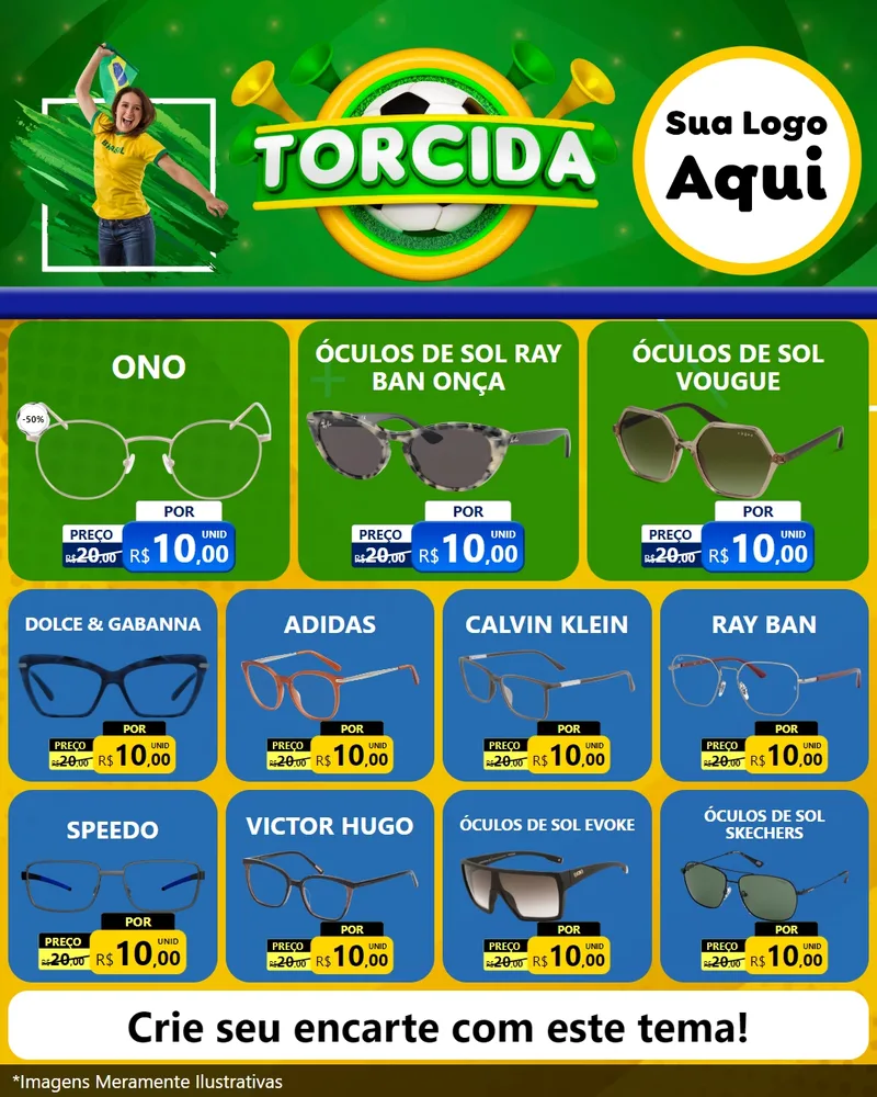 Modelo de Rede Social para Feed Instagram com o tema Torcida para Óticas