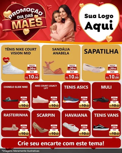Modelo de Rede Social para Feed Instagram com o tema Promoção Dia das Mães para Calçados