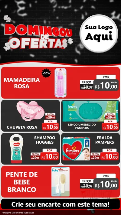 Modelo de TV para TV Vertical com o tema Domingou de Ofertas para Bebês