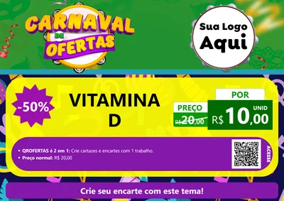 Modelo de Cartaz para Cartaz A4 Horizontal com o tema Carnaval de Ofertas para Farmácia