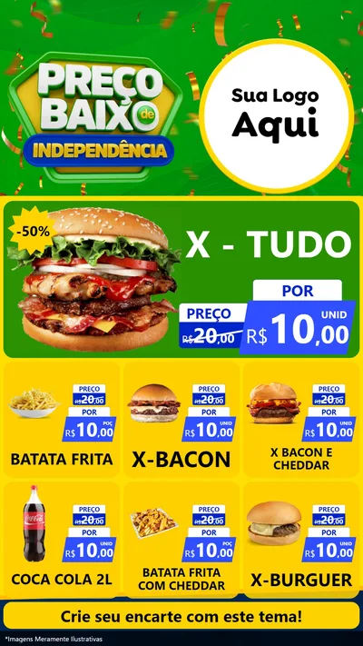 Modelo de Rede Social para Stories com o tema Preço Baixo de Independência para Hamburgueria
