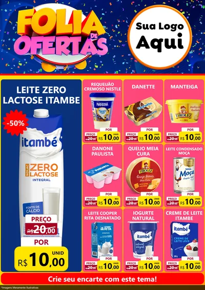 Modelo de Encarte para Encarte A4 Vertical com o tema Folia de Ofertas para Frios e Laticínios