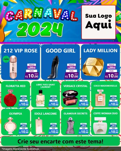 Modelo de Rede Social para Feed Instagram com o tema Carnaval 2027 para Perfumes