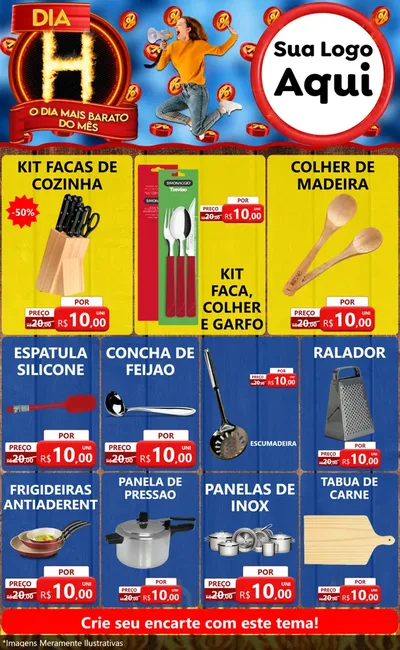 Modelo de Encarte para Encarte Grande com o tema Dia H - O Dia Mais Barato Do Mês para Utilidades Domésticas