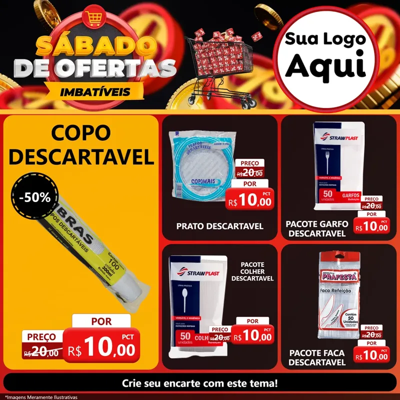 Modelo de Rede Social para Feed Facebook com o tema Sábado de Ofertas Imbatíveis para Embalagens