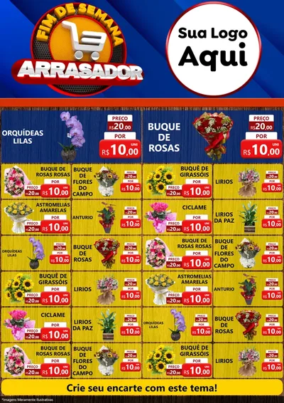 Modelo de Encarte para Encarte A4 Vertical com o tema Fim De Semana Arrasador para Floricultura e jardim