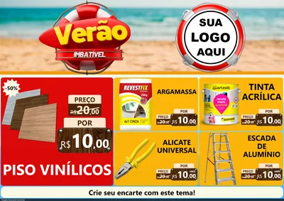Modelo de Encarte para Encarte A4 Horizontal com o tema Verão Imbatível para Material para Construção