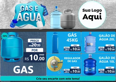 Modelo de Encarte para Encarte A4 Horizontal com o tema Gás e Água para Água e gás