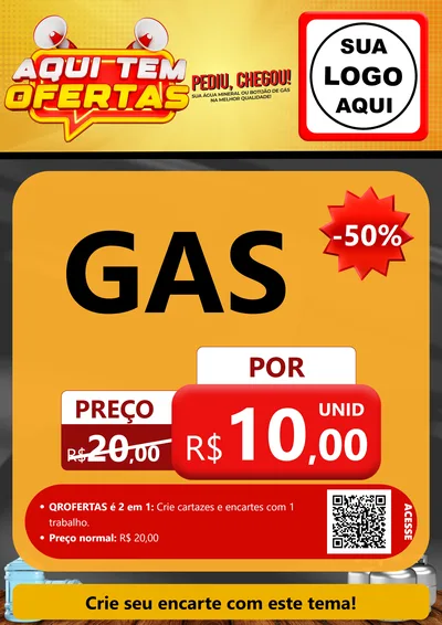Modelo de Cartaz para Cartaz A4 Vertical com o tema Aqui Tem Ofertas para Água e gás