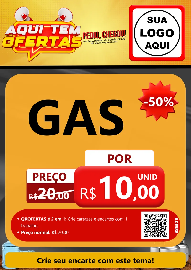 Modelo de Cartaz para Cartaz A4 Vertical com o tema Aqui Tem Ofertas para Água e gás