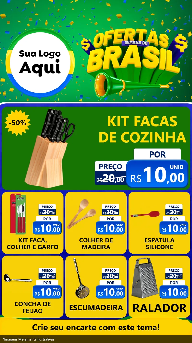 Modelo de Rede Social para Stories com o tema Ofertas Semana do Brasil para Utilidades Domésticas