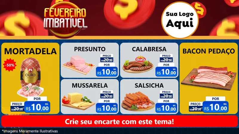 Modelo de TV para TV Horizontal com o tema Fevereiro Imbatível para Frios e Laticínios