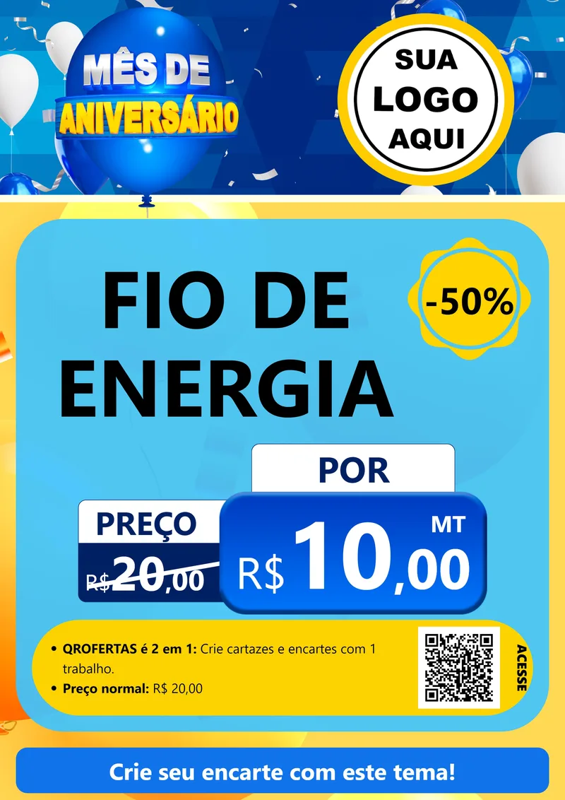 Modelo de Cartaz para Cartaz A4 Vertical com o tema Mês de Aniversário para Materiais Elétricos