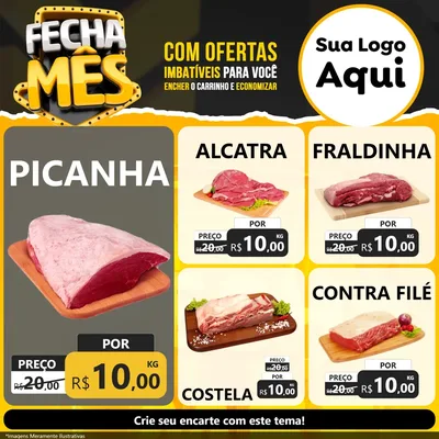 Modelo de Rede Social para Feed Facebook com o tema Fecha Mês para Açougue
