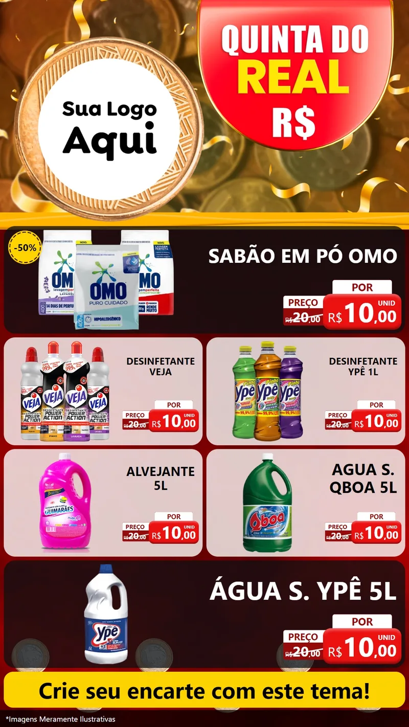 Modelo de TV para TV Vertical com o tema Quinta do Real para Produtos de Limpeza