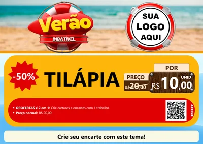 Modelo de Cartaz para Cartaz A4 Horizontal com o tema Verão Imbatível para Peixaria