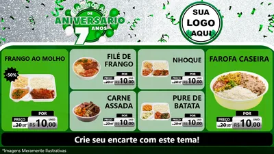 Modelo de TV para TV Horizontal com o tema Promoção de Aniversário - 7 Anos para Restaurante