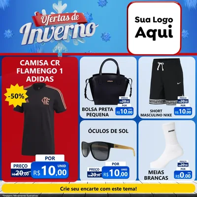 Modelo de Rede Social para Feed Facebook com o tema Ofertas de Inverno para Roupas e acessórios