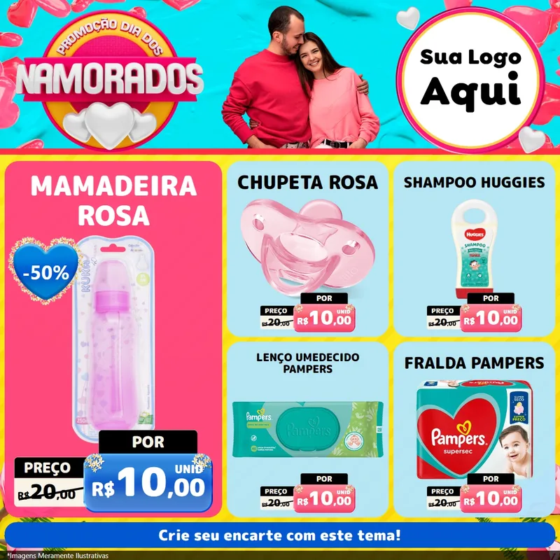 Modelo de Rede Social para Feed Facebook com o tema Promoção Dia dos Namorados para Bebês