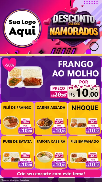 Modelo de Rede Social para Stories com o tema Desconto Dia dos Namorados para Restaurante