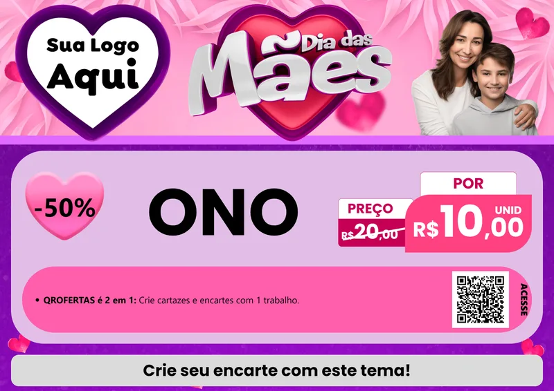 Modelo de Cartaz para Cartaz A4 Horizontal com o tema Dia das Mães para Óticas