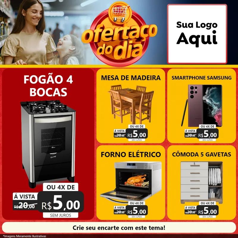 Modelo de Rede Social para Feed Facebook com o tema Ofertaço Do Dia para Móveis e Eletro