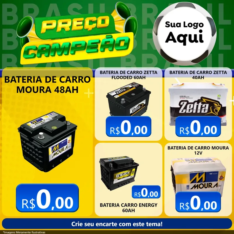 Modelo de Rede Social para Feed Facebook com o tema Preço Campeão - Copa para Baterias Elétricas