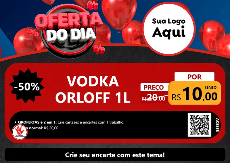 Modelo de Cartaz para Cartaz A4 Horizontal com o tema Oferta do Dia para Distribuidora de bebidas