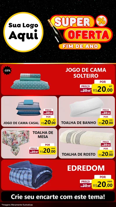 Modelo de TV para TV Vertical com o tema Super Oferta Fim de Ano para Cama, Mesa e Banho