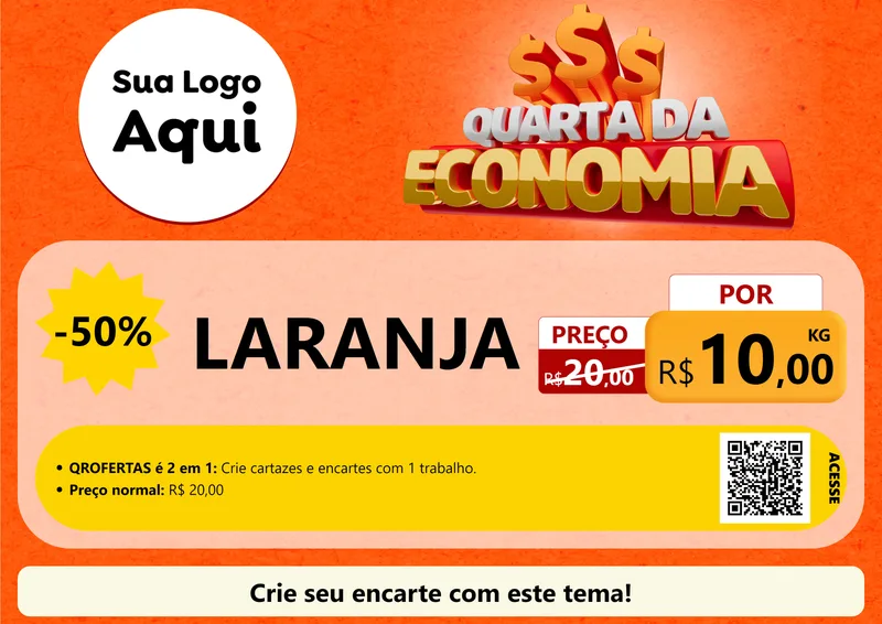 Modelo de Cartaz para Cartaz A4 Horizontal com o tema Quarta da Economia para Hortifrúti