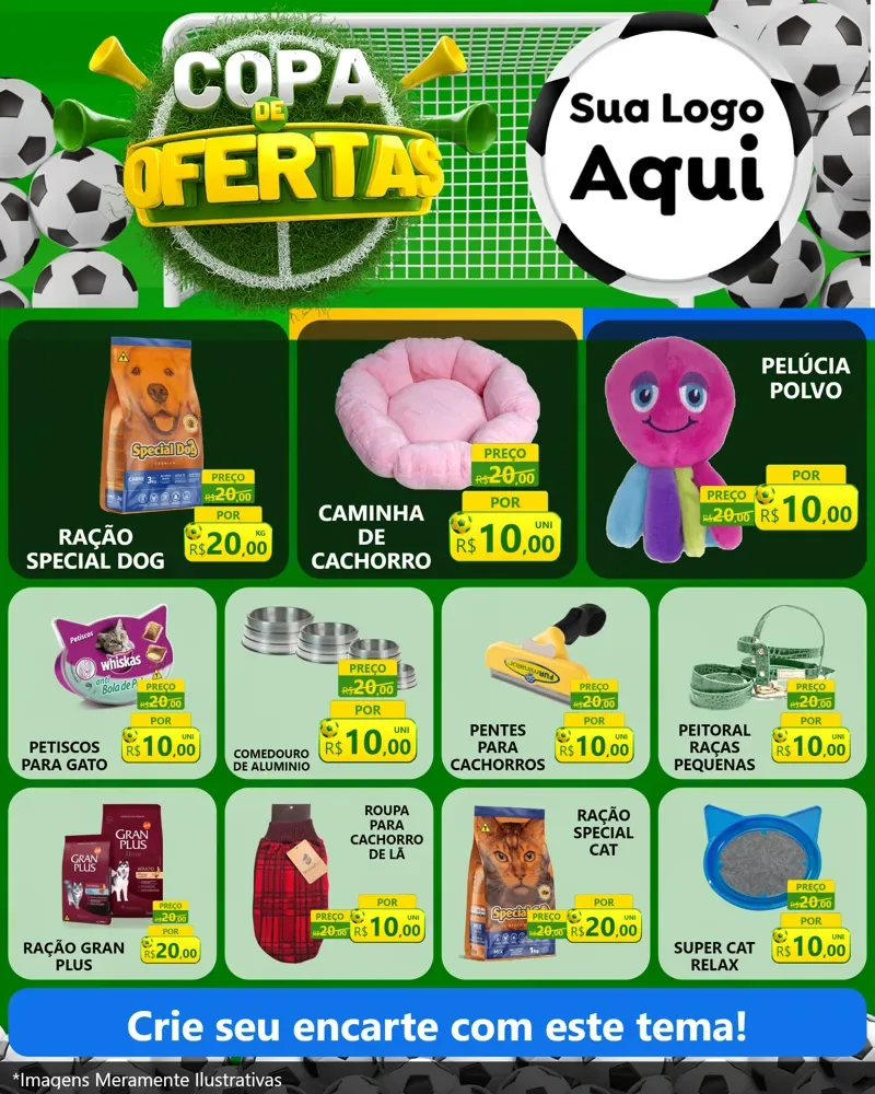 Modelo de Rede Social para Feed Instagram com o tema Copa De Ofertas para Pet Shop