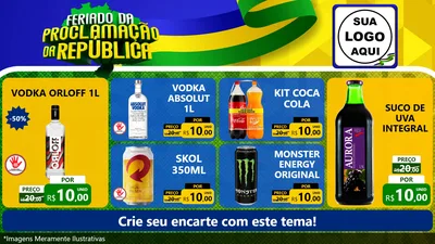 Modelo de TV para TV Horizontal com o tema Feriado da Proclamação da República para Distribuidora de bebidas