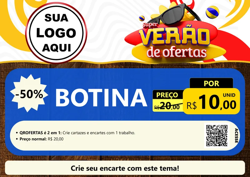 Modelo de Cartaz para Cartaz A4 Horizontal com o tema Super Verão de Ofertas para Agropecuária