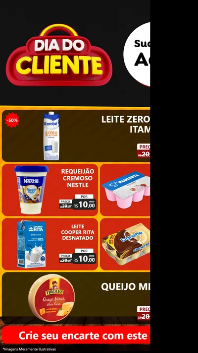 Modelo de TV para TV Vertical com o tema Dia do Cliente para Frios e Laticínios