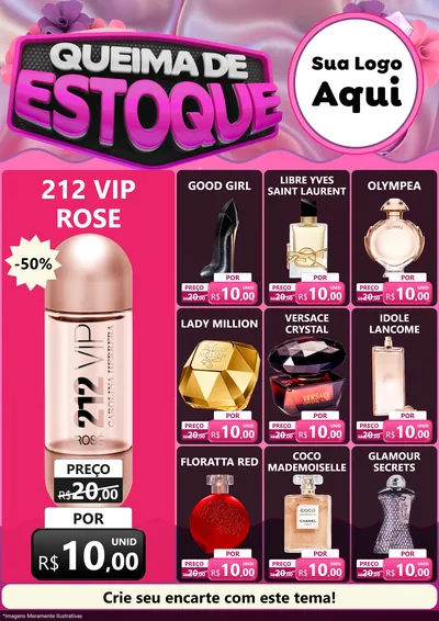 Modelo de Encarte para Encarte A4 Vertical com o tema Queima de Estoque para Perfumes