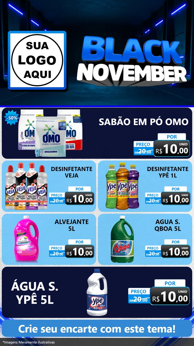 Modelo de TV para TV Vertical com o tema Black November para Produtos de Limpeza